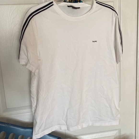White w black stripes on the shoulders, large Michael Kors, men’s short sleeve - Picture 1 of 5